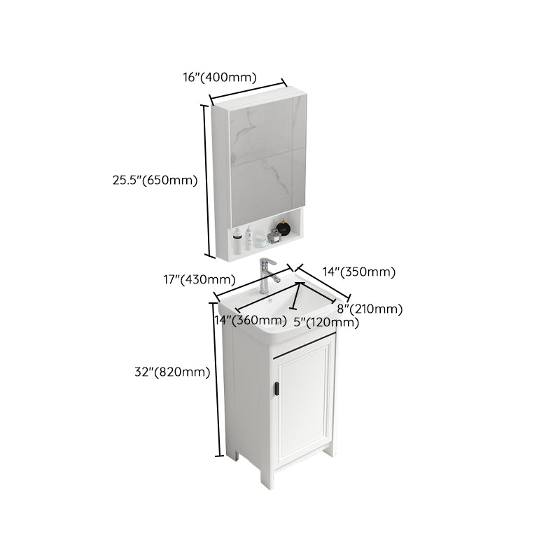 Bathroom Vanity Single Sink White Metal Frame Freestanding Bathroom Vanity with Door