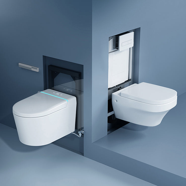 Elongated Wall Mounted Bidet White Wall Hung Toilet Set with Unlimited Warm Water