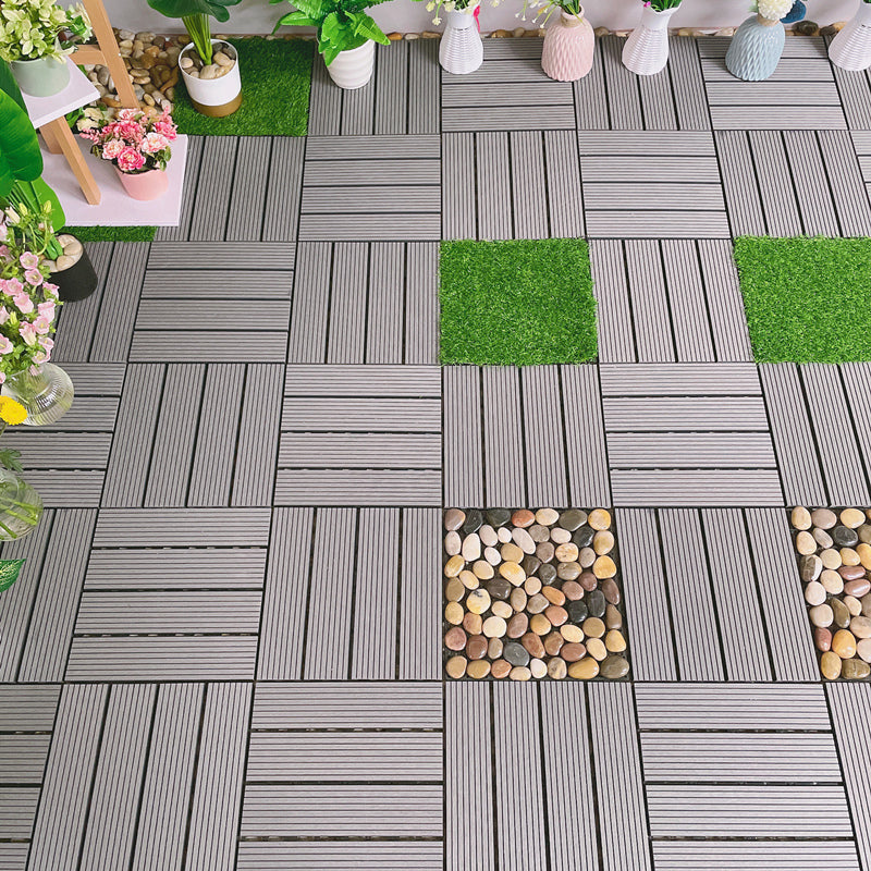 Interlocking Deck Tile Solid Color Water-Resistant Composite Deck Tile Kit