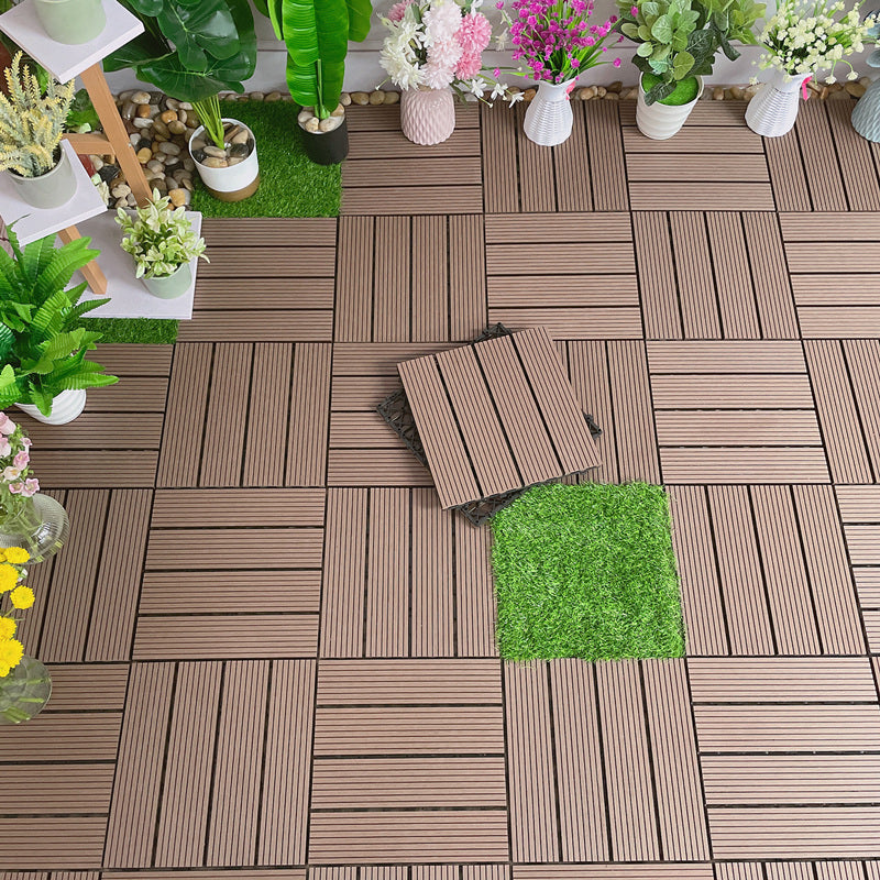 Interlocking Deck Tile Solid Color Water-Resistant Composite Deck Tile Kit