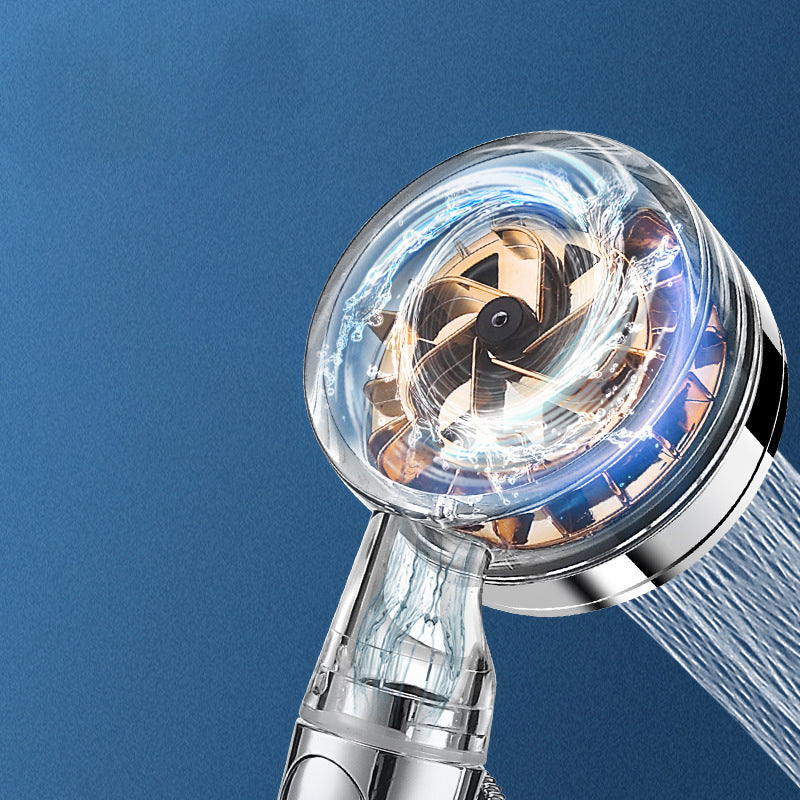 Contemporary Handheld Supercharged Shower Head Round Turbo Spray Head