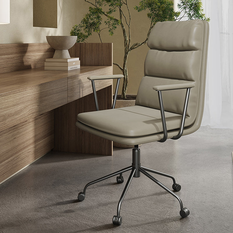 Contemporary Arms Included Task Chair Leather Desk Chair for Office