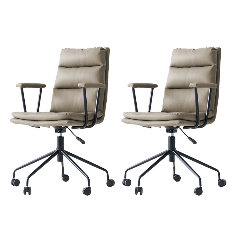 Contemporary Arms Included Task Chair Leather Desk Chair for Office