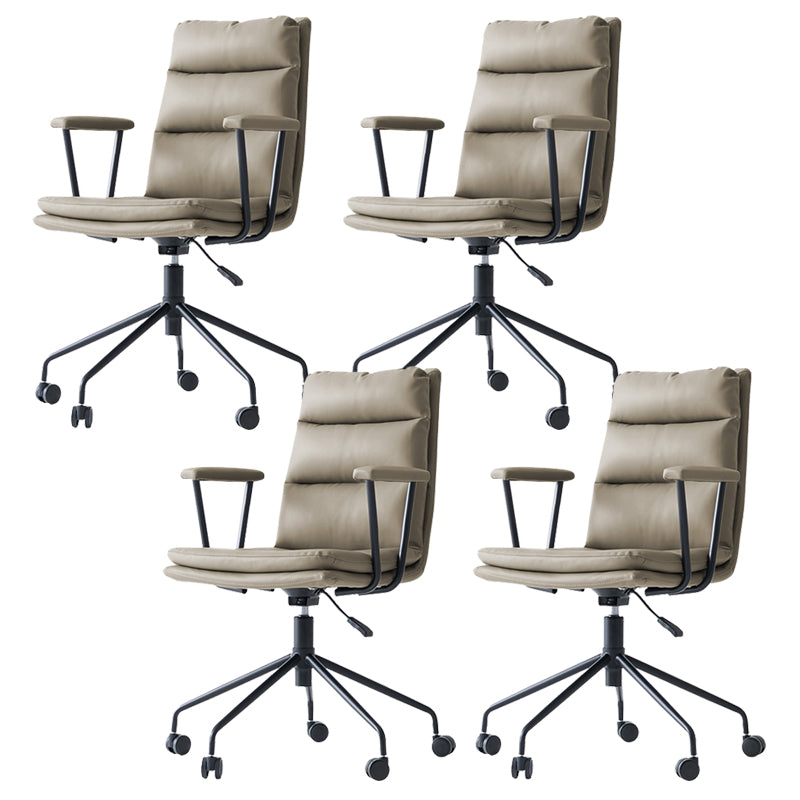 Contemporary Arms Included Task Chair Leather Desk Chair for Office