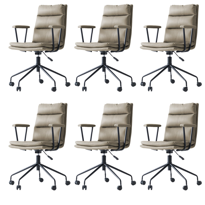 Contemporary Arms Included Task Chair Leather Desk Chair for Office