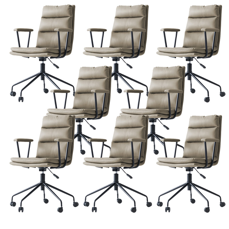 Contemporary Arms Included Task Chair Leather Desk Chair for Office