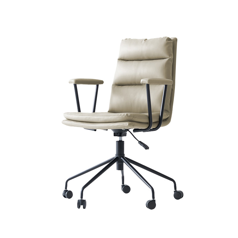 Contemporary Arms Included Task Chair Leather Desk Chair for Office