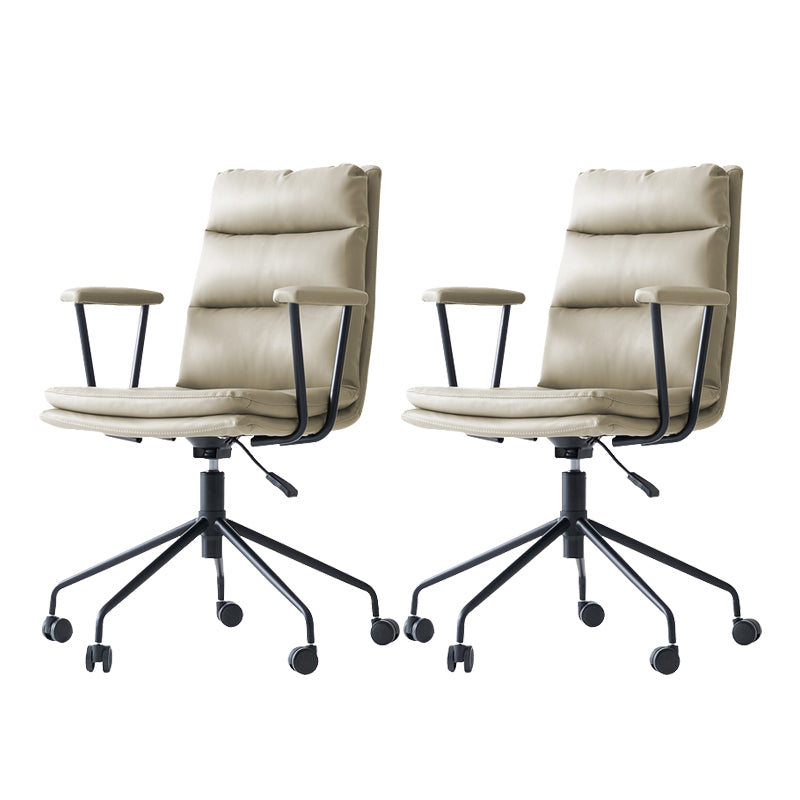 Contemporary Arms Included Task Chair Leather Desk Chair for Office