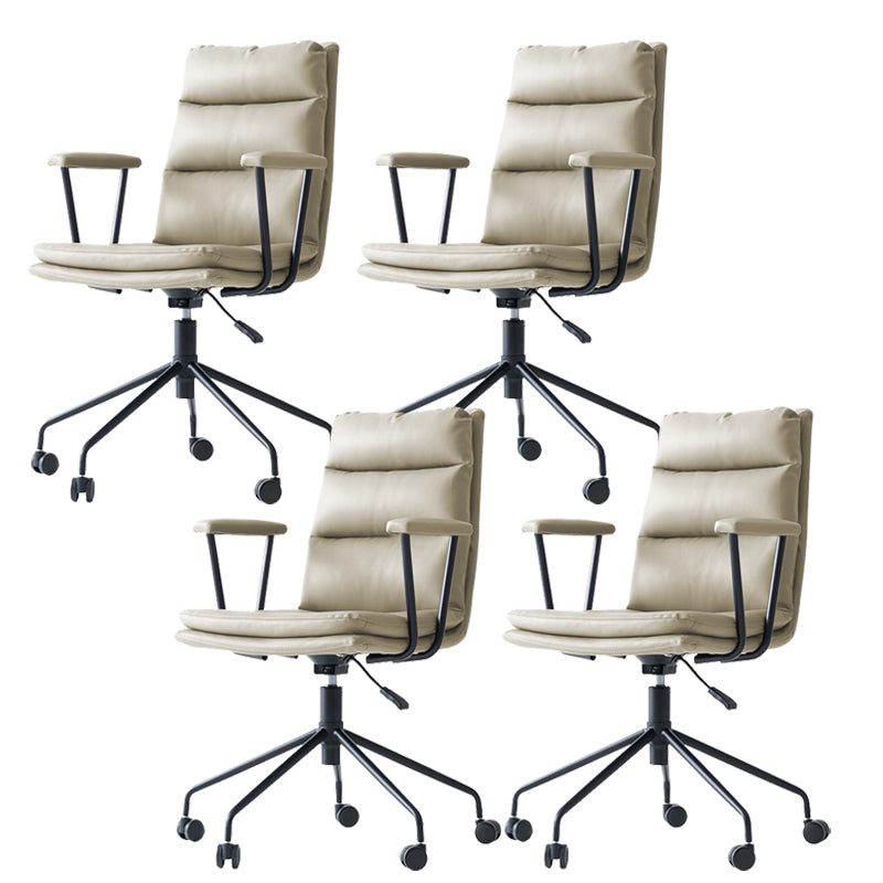 Contemporary Arms Included Task Chair Leather Desk Chair for Office