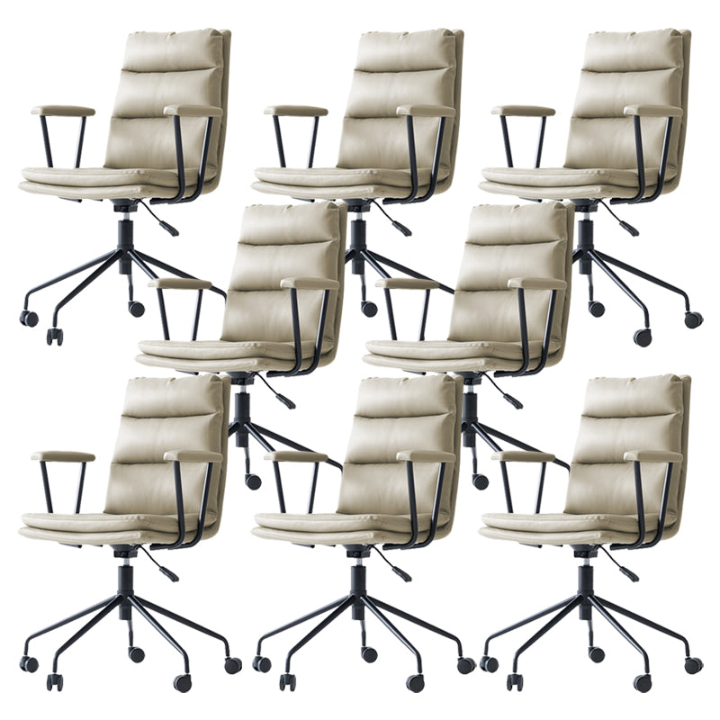 Contemporary Arms Included Task Chair Leather Desk Chair for Office