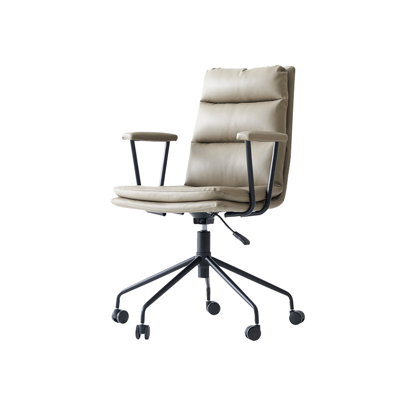 Contemporary Arms Included Task Chair Leather Desk Chair for Office