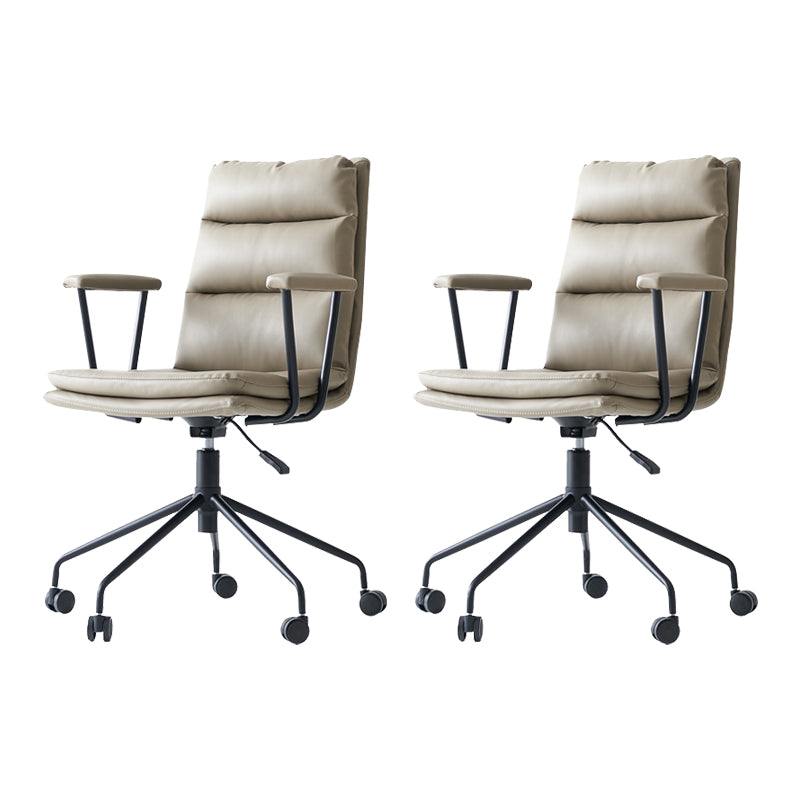 Contemporary Arms Included Task Chair Leather Desk Chair for Office