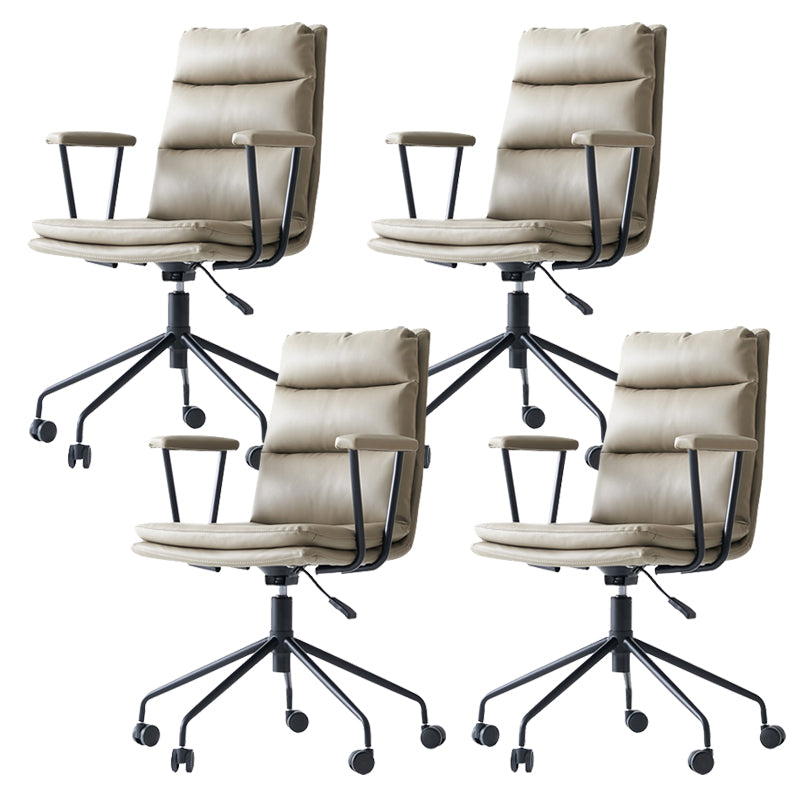 Contemporary Arms Included Task Chair Leather Desk Chair for Office