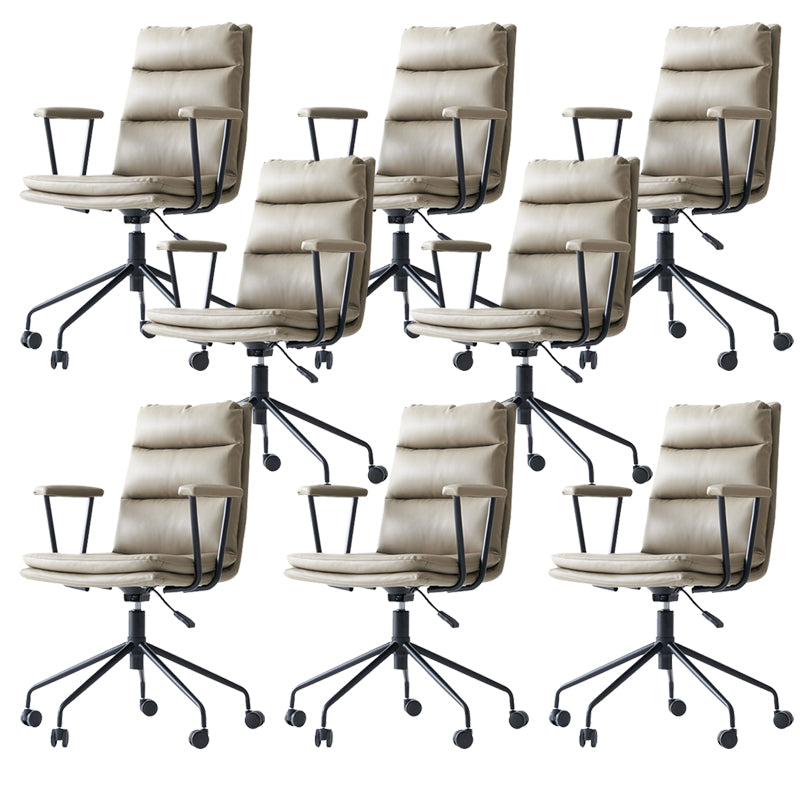 Contemporary Arms Included Task Chair Leather Desk Chair for Office