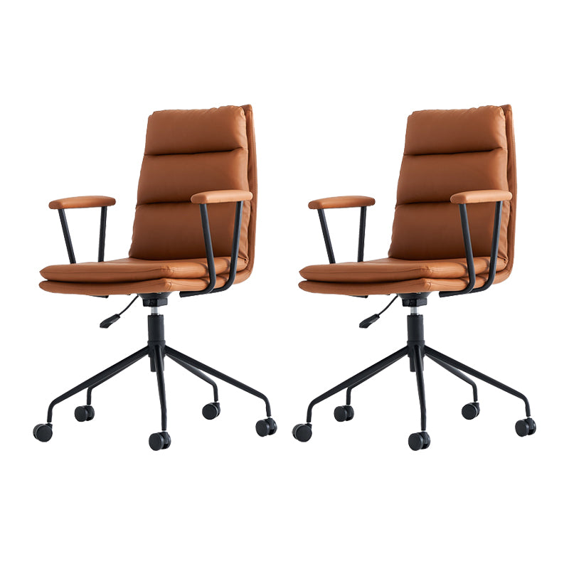 Contemporary Arms Included Task Chair Leather Desk Chair for Office