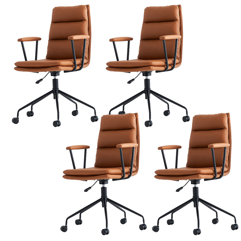 Contemporary Arms Included Task Chair Leather Desk Chair for Office