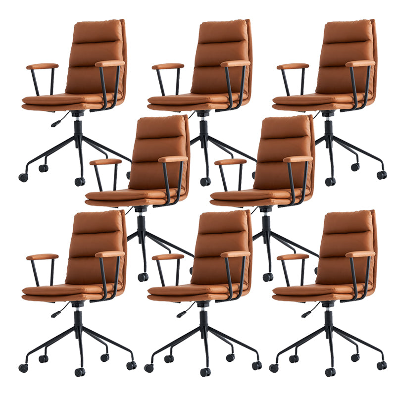 Contemporary Arms Included Task Chair Leather Desk Chair for Office