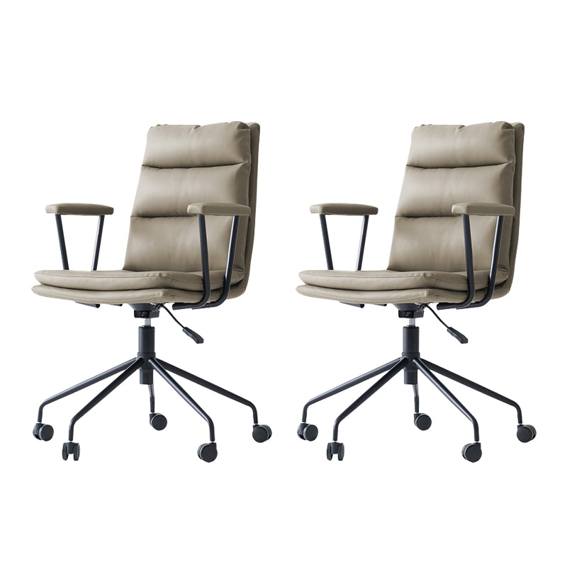 Contemporary Arms Included Task Chair Leather Desk Chair for Office