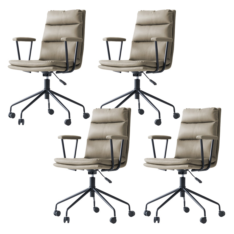 Contemporary Arms Included Task Chair Leather Desk Chair for Office