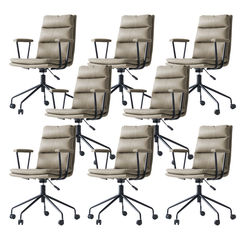 Contemporary Arms Included Task Chair Leather Desk Chair for Office