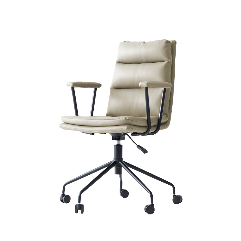 Contemporary Arms Included Task Chair Leather Desk Chair for Office