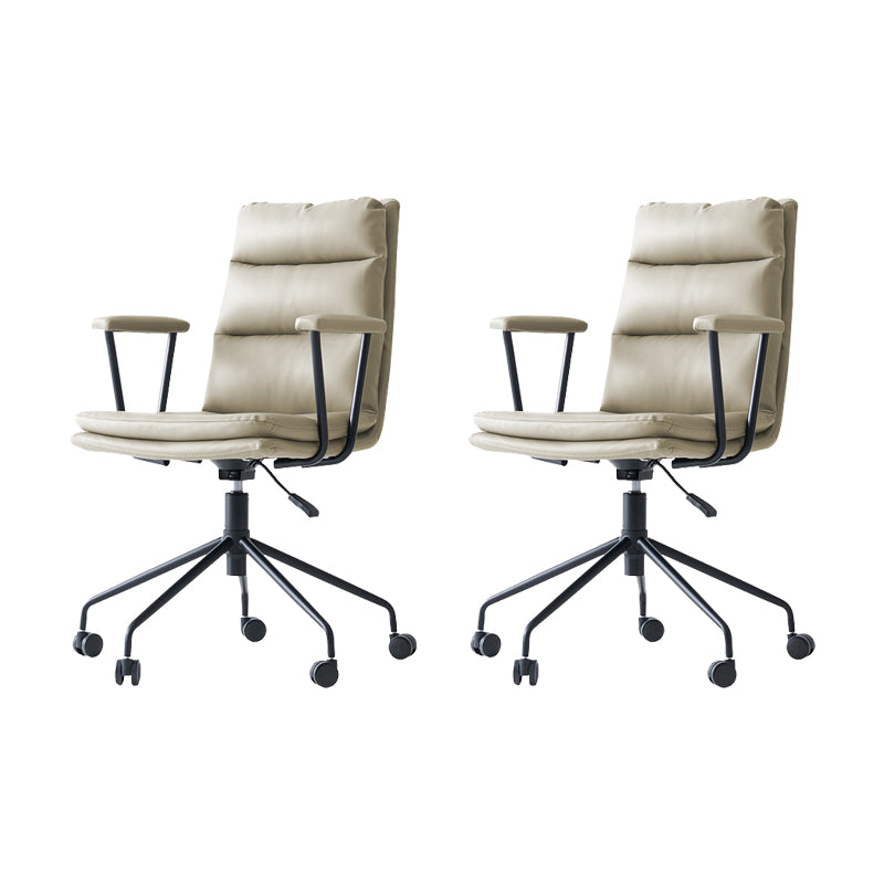 Contemporary Arms Included Task Chair Leather Desk Chair for Office