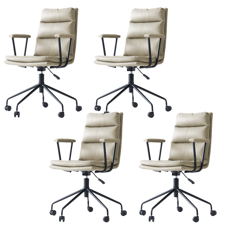 Contemporary Arms Included Task Chair Leather Desk Chair for Office