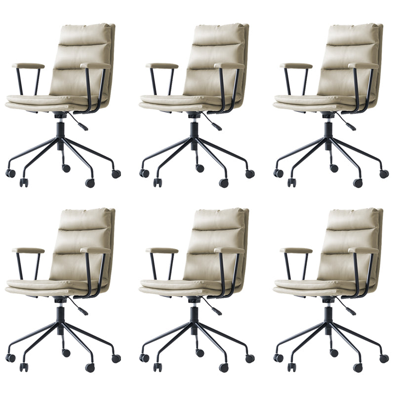 Contemporary Arms Included Task Chair Leather Desk Chair for Office