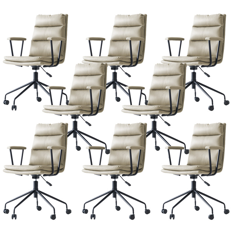 Contemporary Arms Included Task Chair Leather Desk Chair for Office