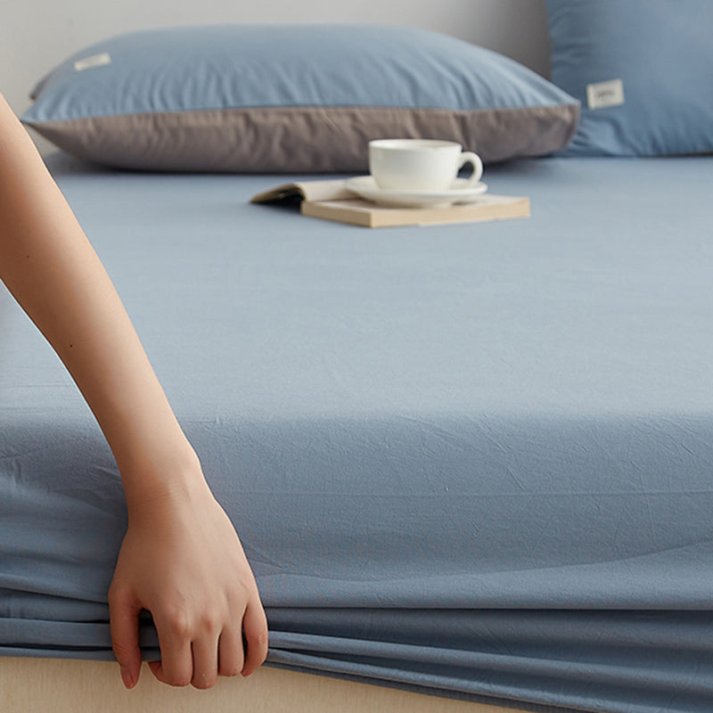 Modern Bed Sheet Solid Color Fitted Breathable Skin-friendly Bed Sheet Set