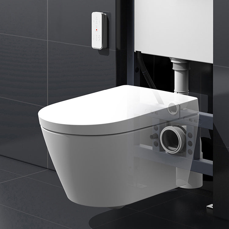 Elongated Wall Mounted Bidet White Wall Hung Toilet Set with Wireless Remote Control