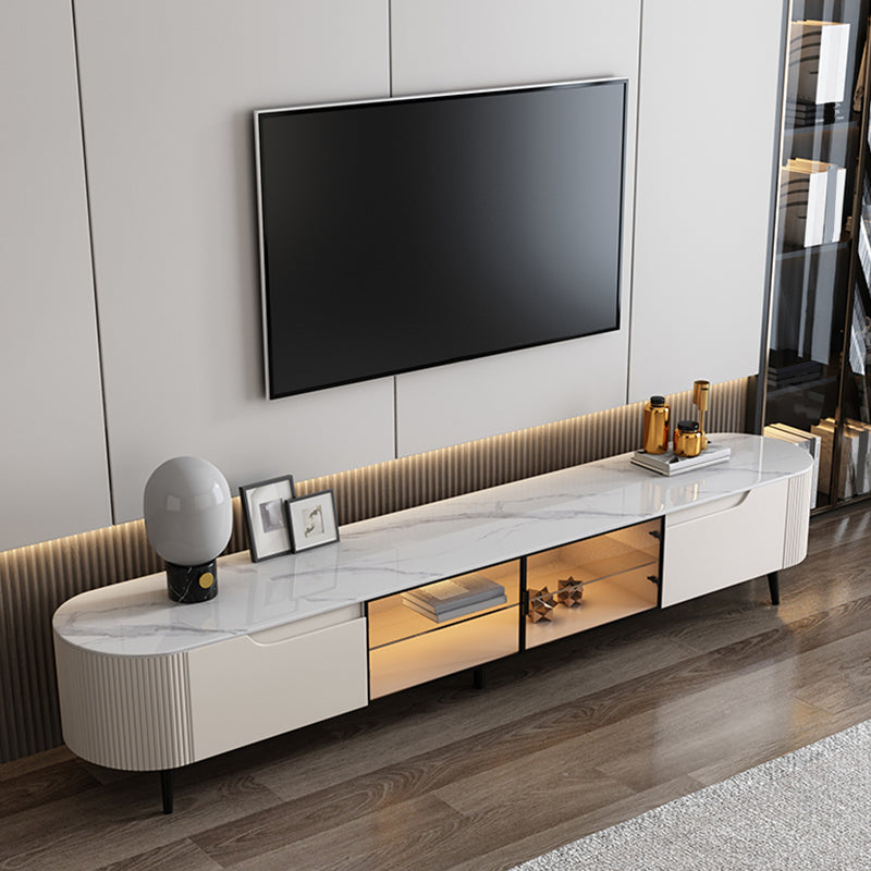 Contemporary Media Console Stone TV Media Stand with 2 Drawers