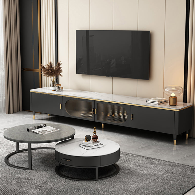 Contemporary Media Console Stone TV Media Stand for Living Room