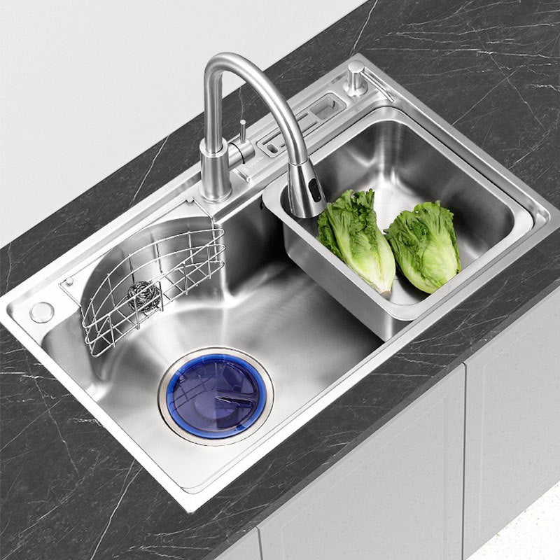 Stainless Steel Kitchen Sink 2 Holes Overflow Hole Design Drop-In Kitchen Sink