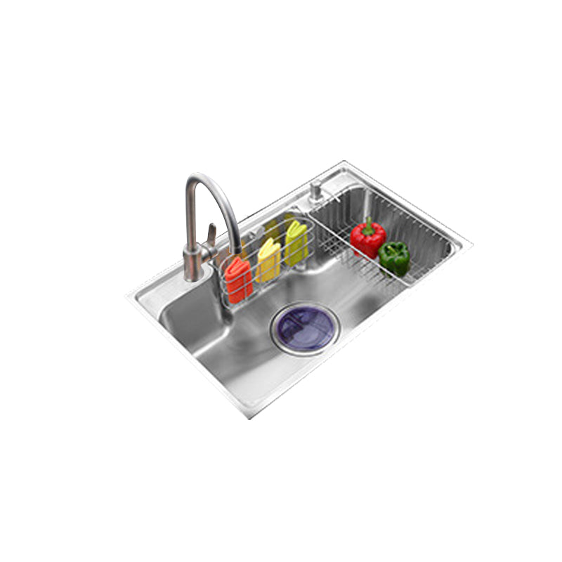 Stainless Steel Kitchen Sink 2 Holes Overflow Hole Design Drop-In Kitchen Sink