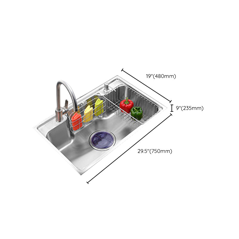 Stainless Steel Kitchen Sink 2 Holes Overflow Hole Design Drop-In Kitchen Sink