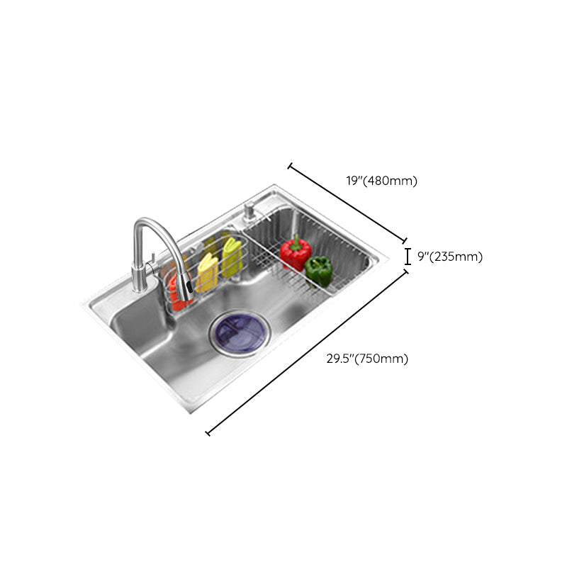 Stainless Steel Kitchen Sink 2 Holes Overflow Hole Design Drop-In Kitchen Sink