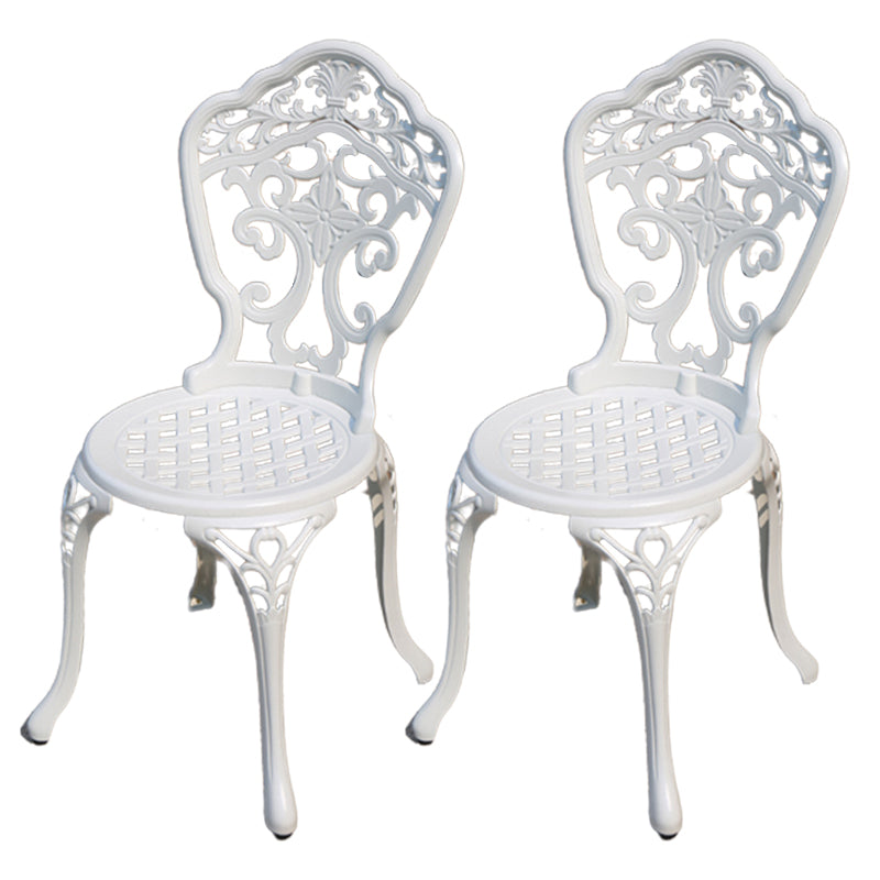 Contemporary White Metal Dining Armchair with Arm Patio Dining Chair