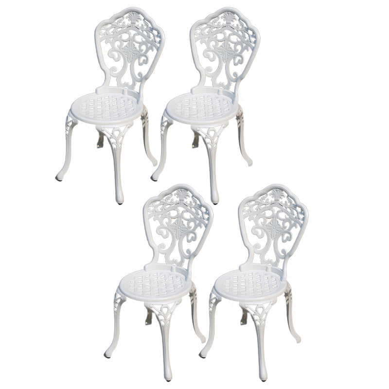 Contemporary White Metal Dining Armchair with Arm Patio Dining Chair