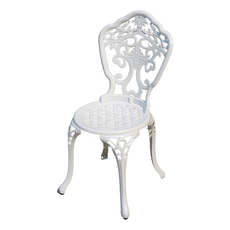 Contemporary White Metal Dining Armchair with Arm Patio Dining Chair