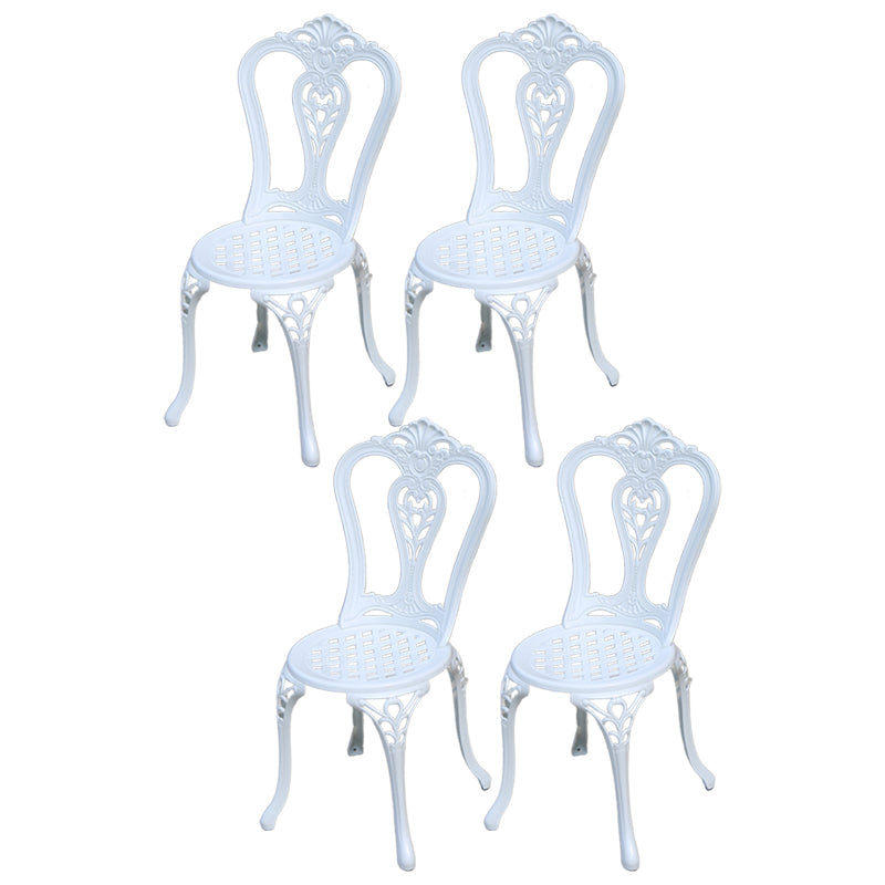 Contemporary White Metal Dining Armchair with Arm Patio Dining Chair