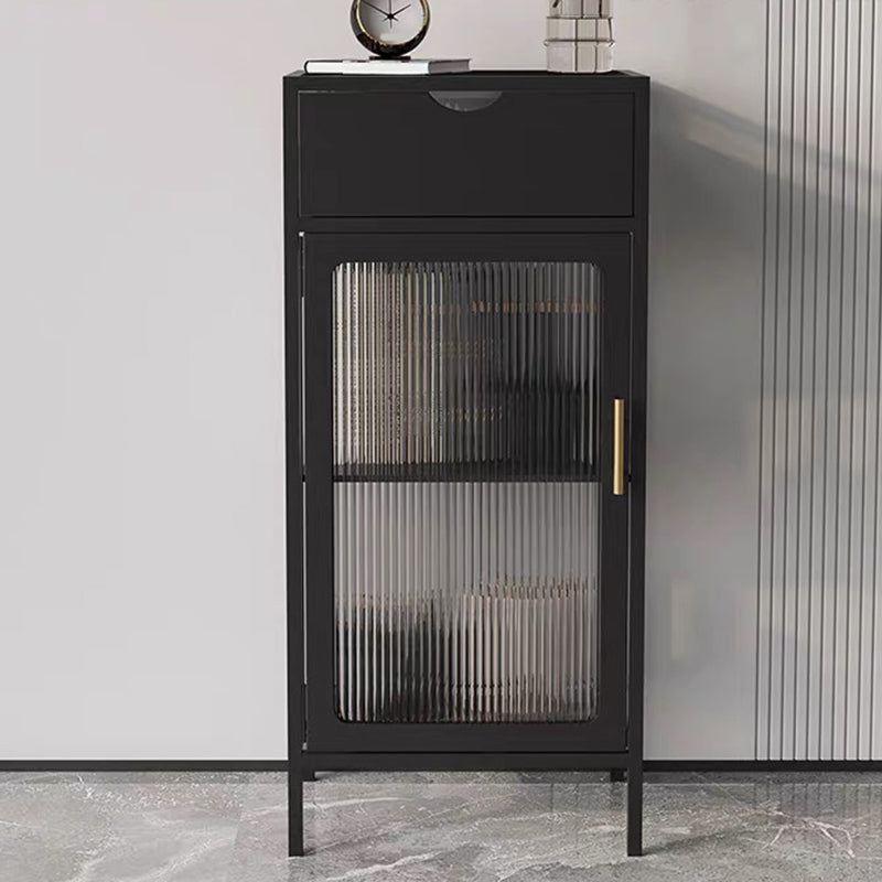 Contemporary  Curio Cabinet Metal Glass Doors Display Stand with Drawers