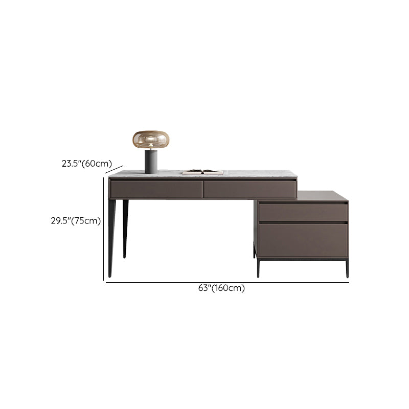 Industrial Stone Rectangular Office Desk 23.62-inch Wide Writing Desk with Drawers