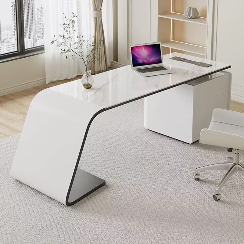 Modern Slate Top Office Desk Rectangle Task Desk with 3 Drawers for Home