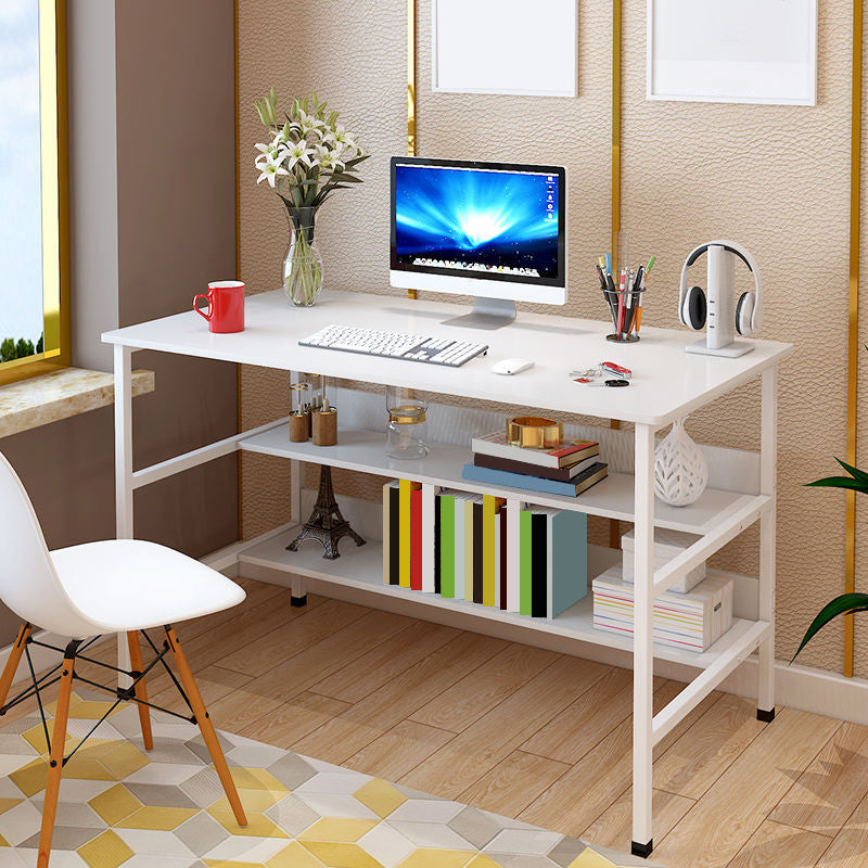 Modern Wooden Office Desk Rectangle Task Desk with H-Shape Base for Home