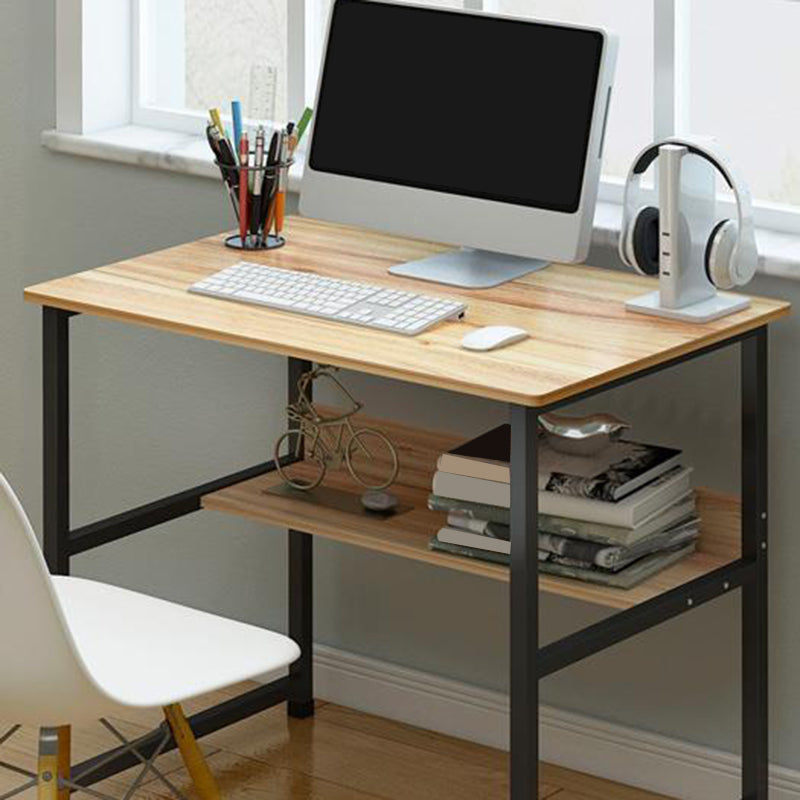 Modern Wooden Office Desk Rectangle Task Desk with H-Shape Base for Home