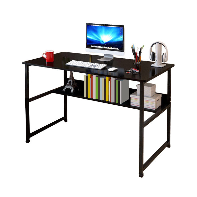 Modern Wooden Office Desk Rectangle Task Desk with H-Shape Base for Home