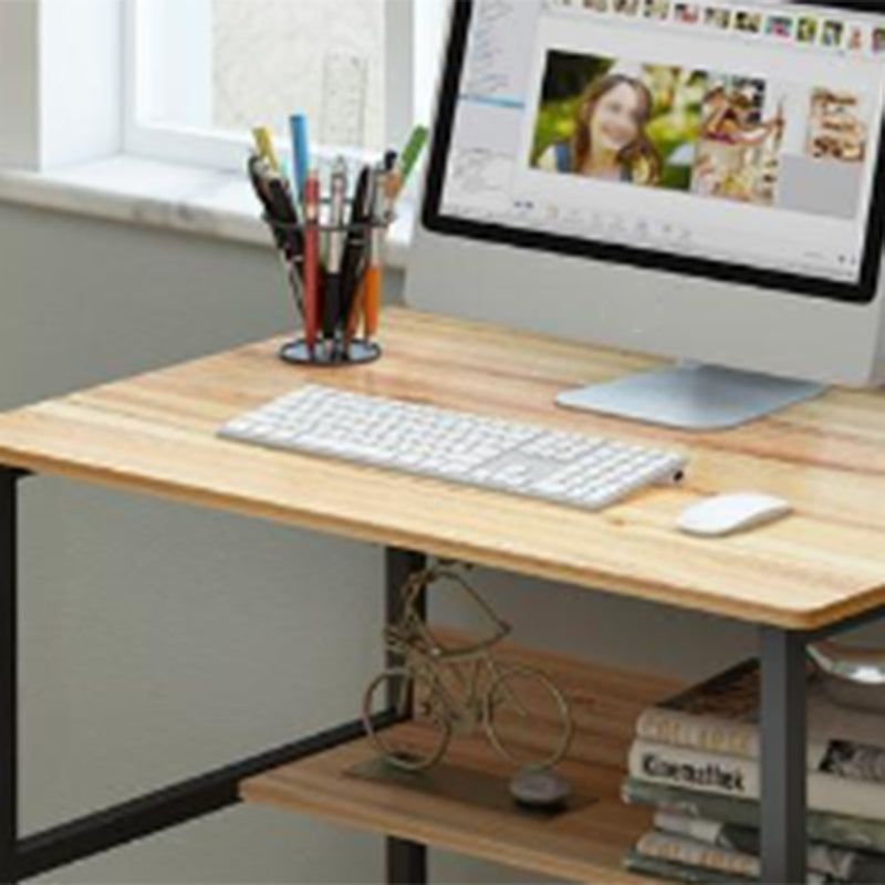 Modern Wooden Office Desk Rectangle Task Desk with H-Shape Base for Home