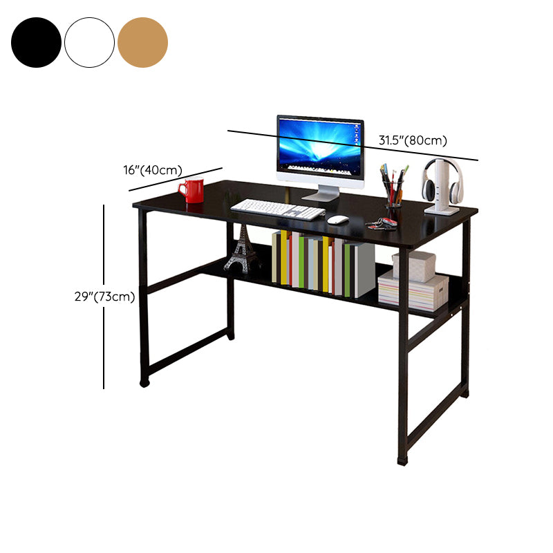 Modern Wooden Office Desk Rectangle Task Desk with H-Shape Base for Home