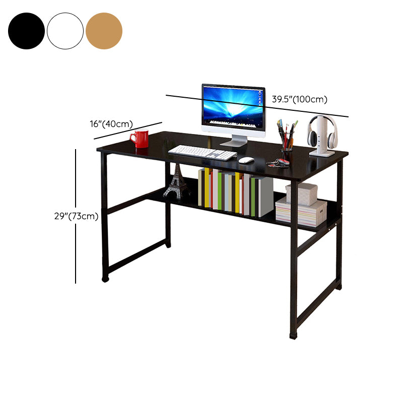 Modern Wooden Office Desk Rectangle Task Desk with H-Shape Base for Home